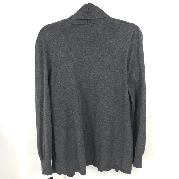 Charcoal Open Front Ribbed Cardigan - Picture 3 of 8